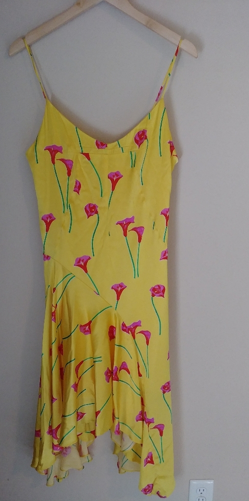 NWT Caroline Constas Yellow Silk Slip Dress Size M